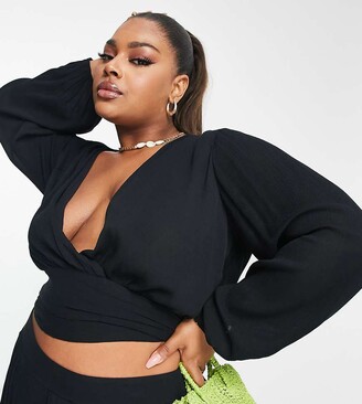 asos black wrap top