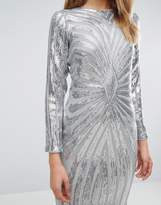 Thumbnail for your product : Club L Midi Dress in Sequin Placement with Long Sleeve