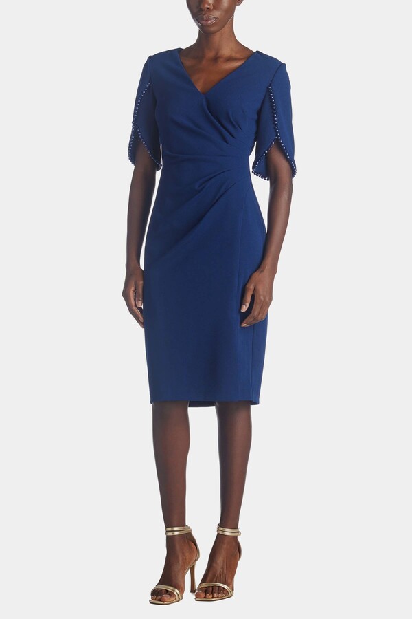 Adrianna Papell Knit Crepe Pearl Trim Dress ShopStyle