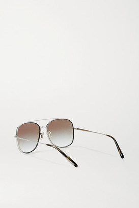 Oliver Peoples Taron Aviator-style Silver-tone Sunglasses