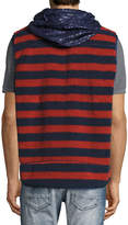 Thumbnail for your product : PRPS Sherpa Striped Vest w/Hood, Indigo