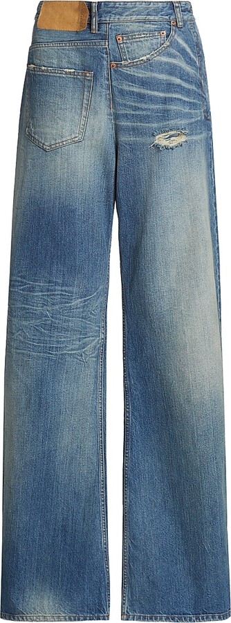 MM6 MAISON MARGIELA Women's Twisted Distressed Straight-Leg Jeans - Medium Blue - Size 25