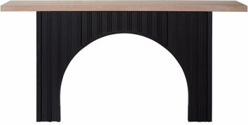 George Oliver Modern Minimalist Console Table With Black Arch Base And Natural Wood Top66In Length Console Table
