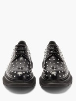 Thumbnail for your product : Alexander McQueen Tread Studded Leather Derby Shoes - Black Silver