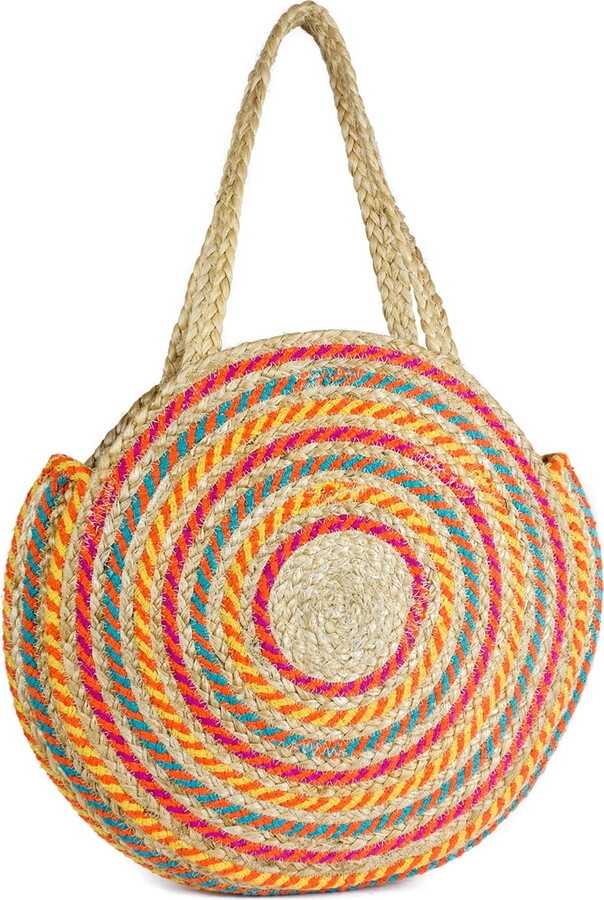 Magid Women’s Multi Color Jute Circle Woven Shoulder Bag