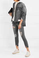 Thumbnail for your product : Sjyp Distressed Denim Jacket - Gray