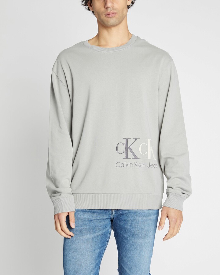 reservering Aangenaam kennis te maken Kort geleden Calvin Klein Jeans Men's Grey Sweats - 90s Double Monogram Hwk Crew-Neck -  Size L at The Iconic - ShopStyle Jumpers & Hoodies