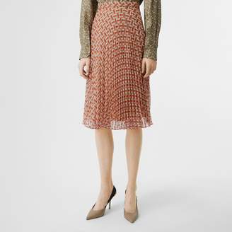 Burberry Monogram Print Chiffon Pleated Skirt
