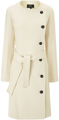 A.P.C. Cream Cotton Belted Nora Coat