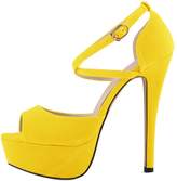 Thumbnail for your product : CAMSSOO Women's Fashion Peep Toe Stiletto Slip On Platform Sandal 5.5 inch sandals High Heels Shoes 6 US M