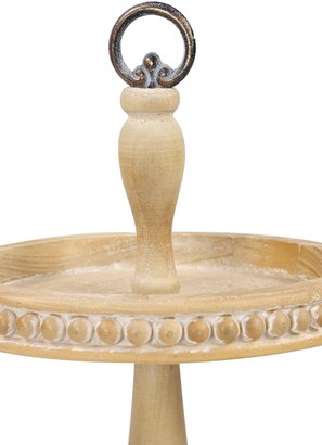 SONOMA SAGE HOME Light Brown Wood Beaded 2-Level Tiered Server