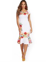 Thumbnail for your product : New York & Co. Floral-Print High-Low Ruffle-Hem Dress |