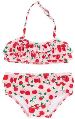 Fendi Kids cherry print ruffle bikini