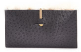 Thumbnail for your product : The Row Small Ostrich/Alpaca Wrap Clutch Bag, Black