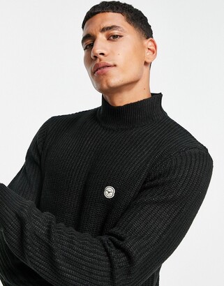 Le Breve heavy ribbed turtle neck jumper in black - ShopStyle