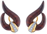 Thumbnail for your product : Fred Leighton 18kt yellow gold diamond Cocobolo wood wave earrings