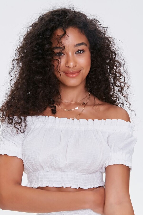 white ruffle top off shoulder