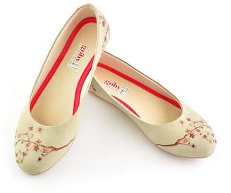 Goby Cherry Blossom Print Faux Leather Ballet Flat