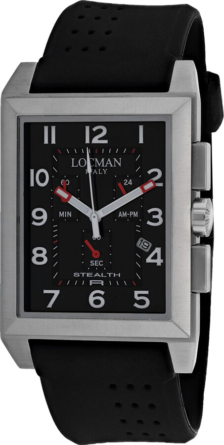 Locman Men's Stealth Black Rectangle 44mm