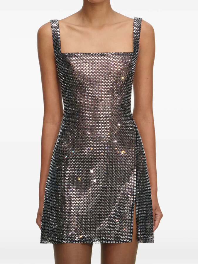 Self-Portrait Rhinestone-Embellishment Mini Dress