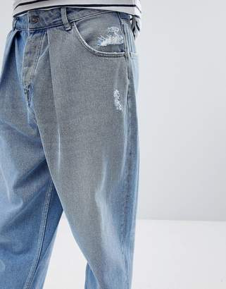 ASOS DESIGN Barrel Jeans In Vintage Light Wash Blue