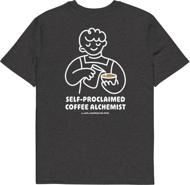 Anchor & Crew Dark Heather Grey Gustatory Coffee Alchemist Organic Cotton Embroidered T-Shirt - Men