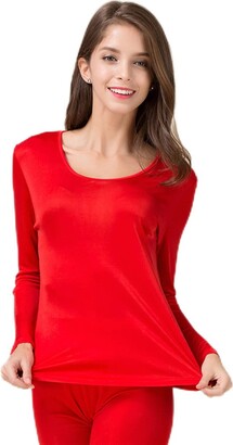 Reyox Women's Silk Long Underwear Thermal Fleece Underwear Sets Long Johns  Women Base Layer Cold Weather Top Bottom US Size S/Tag M Red - ShopStyle  Lingerie & Nightwear