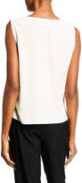 Thumbnail for your product : Eileen Fisher Plus Size V-Neck Button-Front Sleeveless Silk Georgette Crepe Top