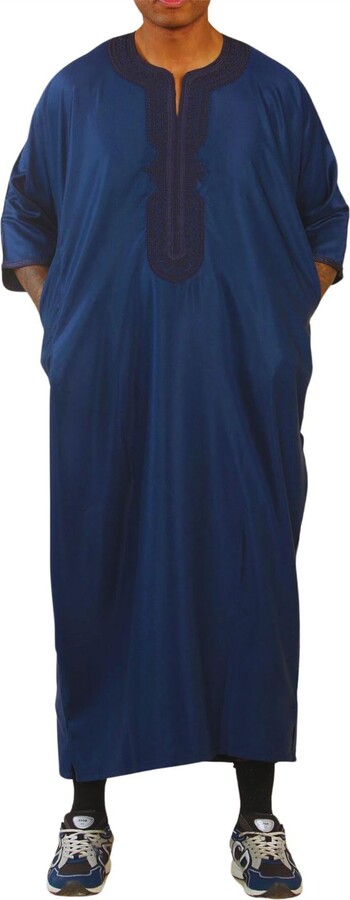 Thobez Men's Moroccan Thobe Gandoura Short Sleeve Jubba Islamic ...