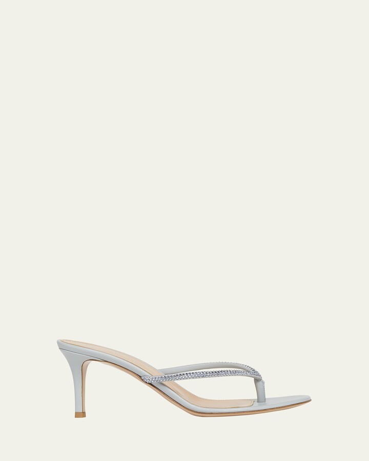 Gianvito Rossi India Strass Leather Thong Stiletto Sandals