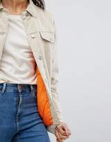 Thumbnail for your product : ASOS Tall TALL Denim Wadded Jacket in Stone