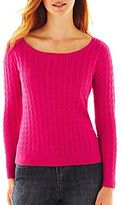 Thumbnail for your product : JCPenney jcp Scoopneck Cable Sweater - Petite
