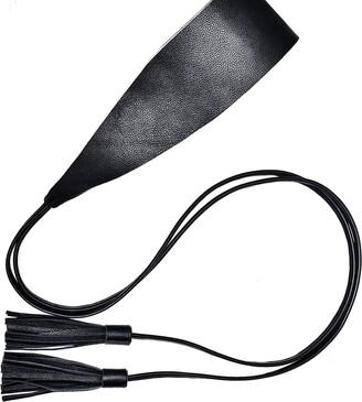 Plik X Haya Women's Leather Tassel Waist Belt- Black