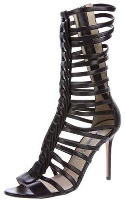 Brian Atwood Leather Cutout Ankle Boots