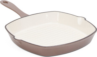 10.5in Cast Iron Enamel Coated Grill Fry Pan