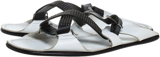 Versace White Leather Crossover Slide Sandals Size 43