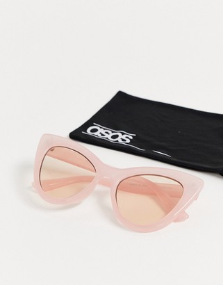 ASOS DESIGN oversized cat eye sunglasses in pink