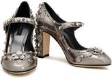 Thumbnail for your product : Dolce & Gabbana Embellished Metallic Leather Mary Jane Pumps