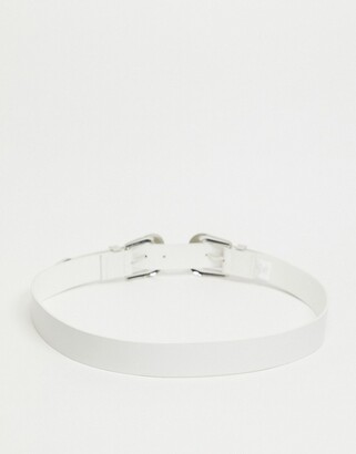 My Accessories Curve My Accessories London Curve Exclusive western double buckle belt in white