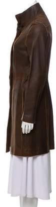 Andrew Marc Leather Knee-Length Coat brown Leather Knee-Length Coat