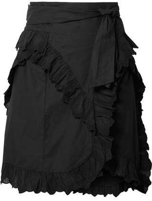 Etoile Isabel Marant Milou Ruffled Broderie Anglaise Cotton Mini Skirt - Black