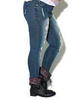 Thumbnail for your product : Wet Seal Destroyed Dark Skinny Jean
