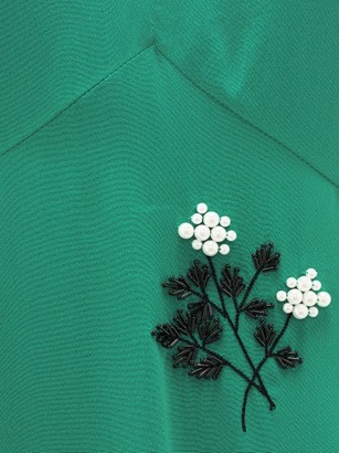 Erdem Kirstie Floral-beaded Bias-cut Silk Dress - Green