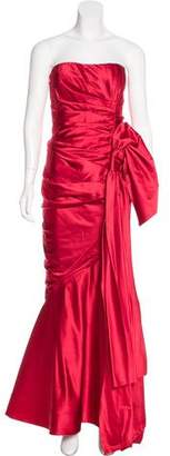 Oscar de la Renta Bow-Accented Silk Evening Dress