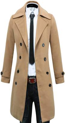 Benibos Men's Trench Coat Winter Long Jacket Double Breasted Overcoat (US size XS/Label M,5625 )