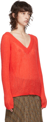 Helmut Lang Red Alpaca Double V Sweater