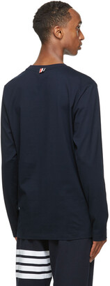 Thom Browne Navy Relaxed Fit Long Sleeve T-Shirt