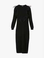 Thumbnail for your product : RED Valentino Tulle-trimmed knitted midi dress