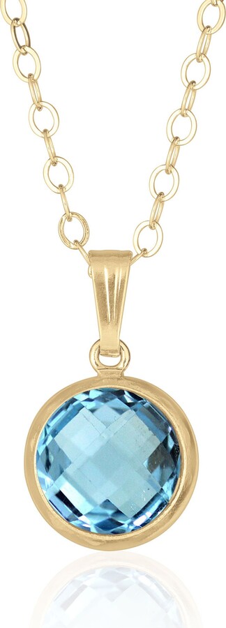 Etsy 8mm Blue Topaz Pendant Necklace in 14K Gold Filled Or Sterling Silver December Birthstone Necklace Jewelry 4Th Anniversary