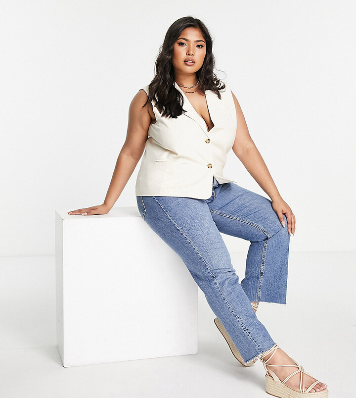 Only Curve tailored waistcoat in cream ShopStyle Jackets